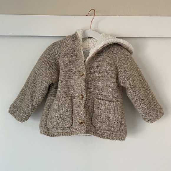 Zara Other - Zara Sherpa Knit Hooded Cardigan